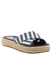 Vince Camuto Carran Slide Sandal Blue/Natural Stripe Canvas Shoe Size 10... - $49.50