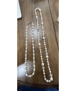 Two Faux Pearl And Clear Beaded Necklaces Vintage  - £7.82 GBP