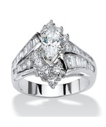 PalmBeach Jewelry 3.20 TCW Cubic Zirconia Platinum-Plated Engagement Ring - £35.72 GBP