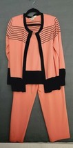 Misook Womens Pant Suit Set Sz XL Coral Black Jacket Cardigan Pants Stretch RARE - £106.63 GBP