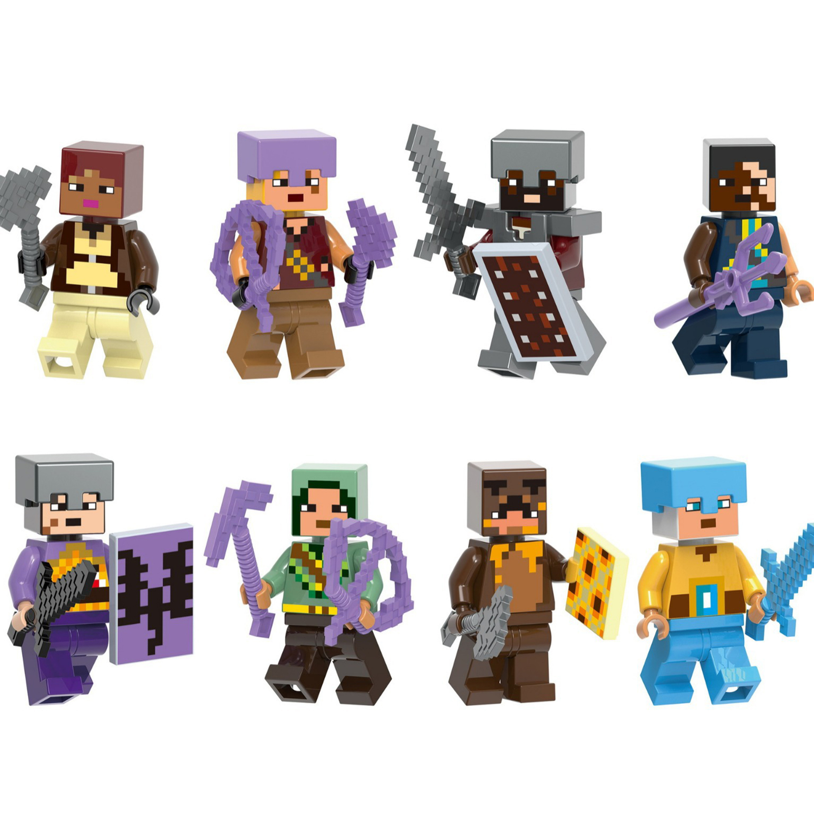 8Pcs Minecraft Minifigure Jungle Explorer Dragon Archer Nether Knight Mi... - $20.59