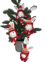 Wondershop Bunny Head W/Scarf Plush Ornaments Red Lot of 4 New Rabbit Ha... - $30.94 CAD