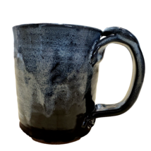 Handmade Coffee Mug Studio Art Pottery Tea Blue Ombré Thumb Rest - £37.98 GBP