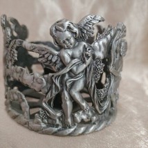 Round Pewter CHERUBS/ANGELS Candle Holder 2&quot;2x3&quot; - £11.50 GBP