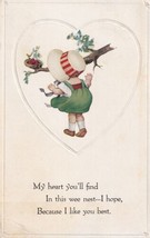 My Heart You&#39;ll Find In this Wee Nest Hope Because I Like You Best Postcard D02 - £2.41 GBP