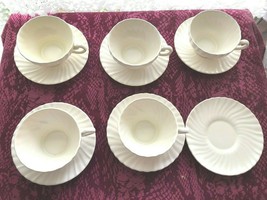 White Franciscan Coronado Satin Swirl Pottery Cups and Saucers - £14.47 GBP