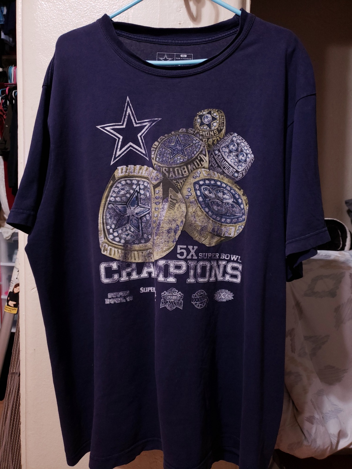 Primary image for NFL Dallas Cowboys Rare Men’s Navy 5x Super Bowl Champions Vintage T Shirt XL