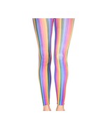 Rainbow Vertical Stripe Footless Tights Alternative Funky 60's Festival Print Le - £10.81 GBP