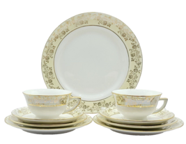 Vtg Cleveland China Set of 2 with Cups, Saucers Dessert Luncheon Serving... - £18.34 GBP