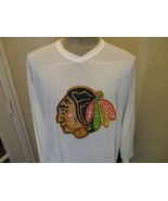 Vtg CCM Chicago Blackhawks Screen Jersey Fits Men XL White BIG LOGO Ligh... - $29.41