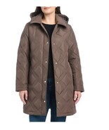 Jones New York Womens Jacket Brown Quilt Hood Tie Belt Pockets Heavyweight - $1,193.94 MXN
