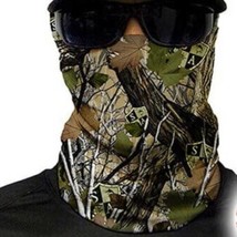 Halloween Mens Camo Neck Wrap Gaiter Face Mask Headband Hood Multi Green - £7.91 GBP