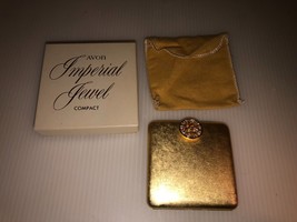 NOS Avon Imperial Jewel Gold Tone Compact-With Pouch IOB - £15.98 GBP