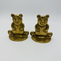 Teddy Bear Bookends Figurines Solid Brass 5in Pair Set Vintage Library Home - $36.47