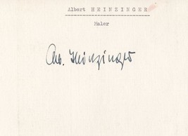Albert Heinzinger German Artist Painter Hand Signed Autograph Card - £23.71 GBP