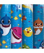 1 Roll Blue Baby Shark Birthday Wrapping Paper 22.5 Sq ft - £19.41 GBP
