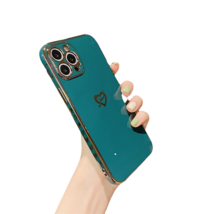 Anymob iPhone Case Dark Green Plating Colorful Side Love Heart Soft Silicone  - £19.67 GBP