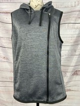 Weekends by Chicos 3 Zip Up Moto Vest Womens XL Hooded Fleece Lined Pocket Gray - £21.15 GBP