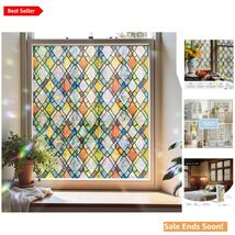 Elegant Static Cling Window Film, Removable Stained Glass Design, UV Pro... - $21.73