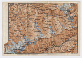 1910 Antique Map Of Große Löffler Monte Lovello Zillertal Alps Tyrol Austria - £20.81 GBP