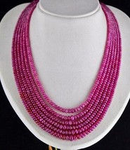 Natural Unheated Ruby Beads Round 6 Line 858 Carats Gemstone Ladies Necklace - £4,407.52 GBP