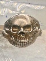 Skull ring biker band jaw moves a little size 13.50 figurative sterling silver m - $126.72