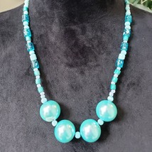 Womens Fashion Blue White Cascading Beaded Necklace Jewelry with Lobster... - $527.77 MXN
