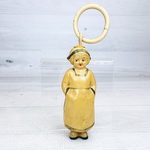 Vintage Celluloid Plastic Baby Rattle 4.5&quot; Dutch Nurse Woman w Loop Ring - £22.44 GBP