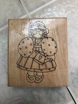 DOTS Ashley Q195 Wood Mounted Rubber Stamp Girl Holding Watering Can - £13.69 GBP