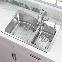 NEW Glacier Bay 33 in. Drop-In 60/40 2-Bowl 18 Gauge SS Sink w/ Pull-Dow... - £148.54 GBP