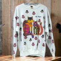 Vintage Art Paint all over cats and daisies gold colorful women’s sweats... - $63.95