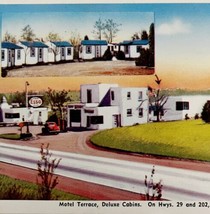 Motel Terrace Deluxe Cabins Esso Gas Postcard New Jersey Somerville c191... - £15.65 GBP