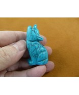Y-COY-SI-569) Blue Howlite COYOTE gemstone FIGURINE baby gem COYOTES statue - $19.99