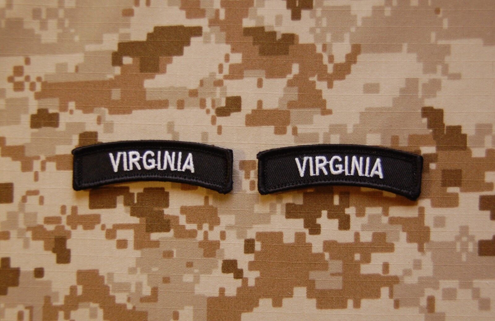 Virginia State Tab Patch Set VA Black &amp; White B&amp;W SWAT Police Hook Backing - $5.45