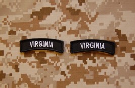 Virginia State Tab Patch Set VA Black &amp; White B&amp;W SWAT Police Hook Backing - £4.31 GBP