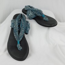 Sanuk Sling Sandals Yoga Flip Flops Blue Teal Sz 10 - £19.31 GBP