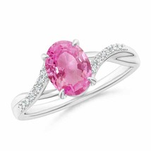 ANGARA 1.56 Ct Oval Pink Sapphire Split Shank Ring with Diamond in 14K Gold - $1,385.10