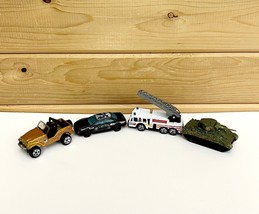 Vintage Hot Wheels Matchbox Mixed Lot of 4 Vehicles 1982-1998 Tank Police Fire - £14.30 GBP