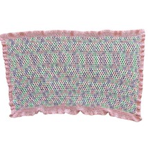 Handmade Crochet Knit Baby Blanket Soft Pastel Multicolor Rectangle Shape - $14.85