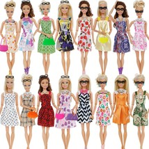 Clothes And Accessories For Barbie Doll 32 Pack Party Dress Outfit Glasses Shoes - £13.99 GBP
