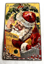 St Nicholas Series No 3 Santa Postcard Holly Smoking Pipe Reading The Xm... - $18.32