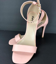 Qupid Peach Ankle Strap High Heel Open Toe Size 8 Sandal Shoe Light Orange - £27.72 GBP