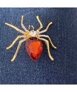 Gold Spider Brooch with Red Gem - $180.56 MXN