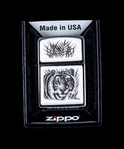 Sharp  Scrimshaw Bengal Tiger Emblem Zippo Lighter  DS - $90.25