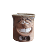 Ugly Funny Face Brown Stoneware Pottery Mug Ugly Funny Face Inside Botto... - £15.16 GBP
