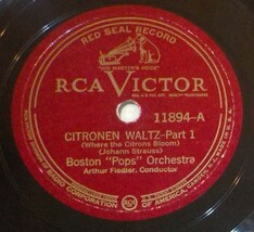 12&quot; Boston Pops Arthur Fiedler 78 Citronen Waltz Part 1 / Part 2 BX1 - $145.57 MXN
