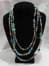 PARK LANE Blue LEIA Necklace Turquoise Brown Cream Taupe 20&quot; + 2&quot; extension - £95.61 GBP