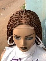 Very Fully hand Braided Closure Auburn Color Box Braid Wig, Knotless Braids - £101.27 GBP