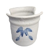 Vtg  P. Oberloier Hand Thrown Pottery Jar Candle Napkin Holder Blue Leav... - £20.15 GBP