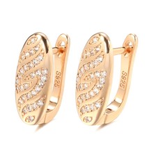 Hot Natural Zircon Stud Earrings 585 Rose Gold Romantic Engagement Gift Fine Fas - £6.68 GBP